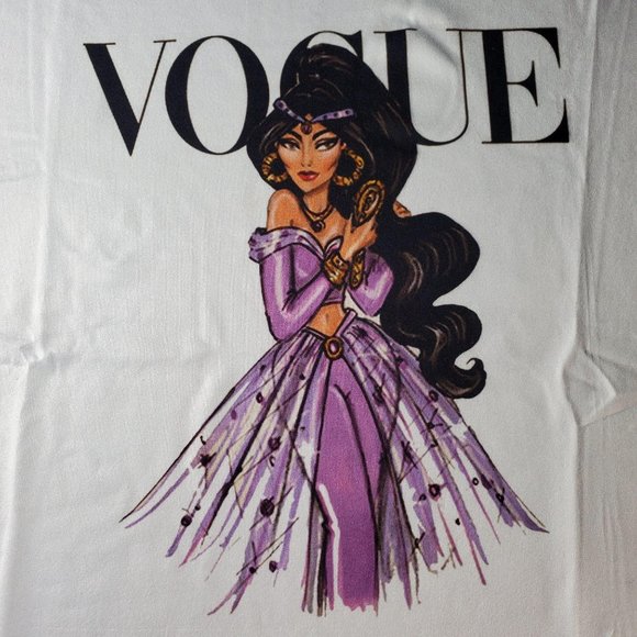 Jasmine Princess Blouse Top Aladdin Short Sleeve Knit Graphic Tee Shirt - Picture 4 of 9